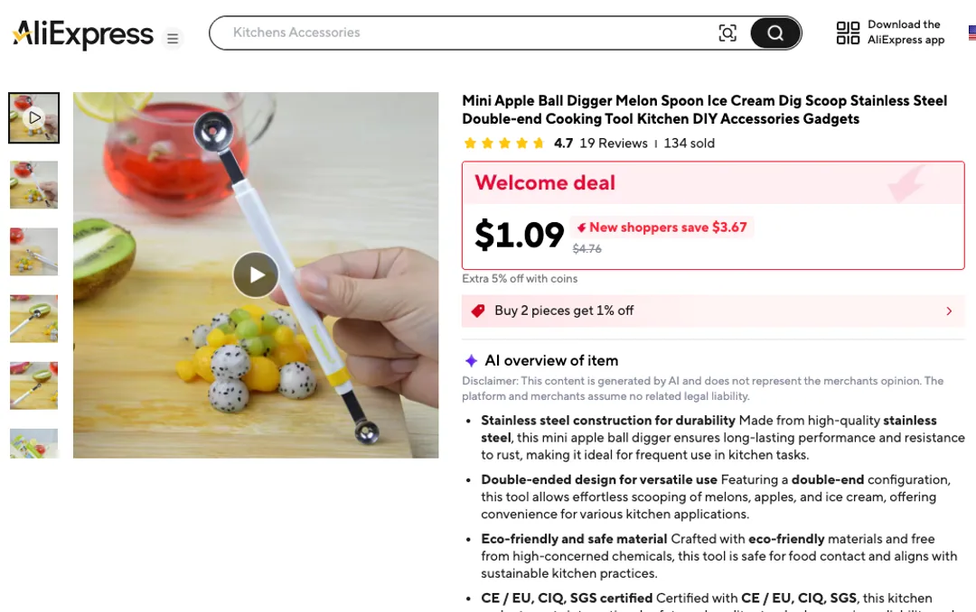 The AliExpress listing this ad was generated from